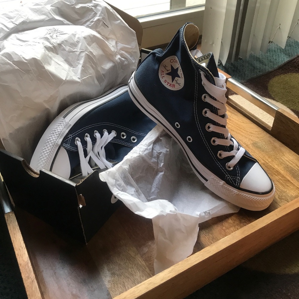 Navy Converse All Star Hi, Size W 8.5